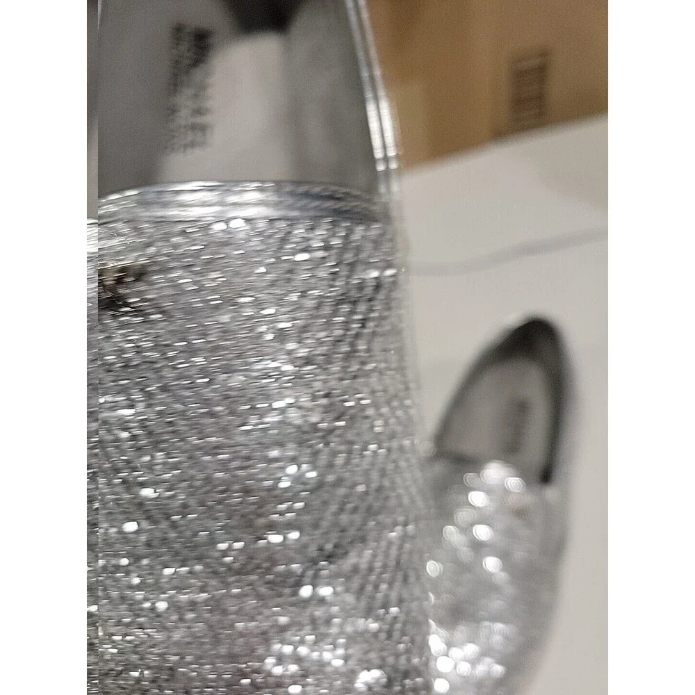 Michael Kors Ivy Eileen Shoe Slip On  Silver Sparkly Snake Embossed Sz 5